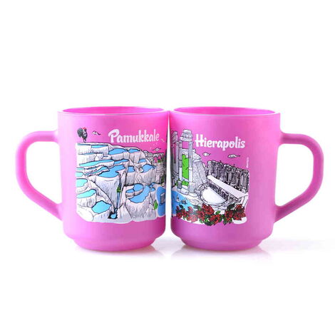 Pamukkale Themed Colored Glass Mug - 7