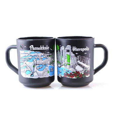 Pamukkale Themed Colored Glass Mug - 8