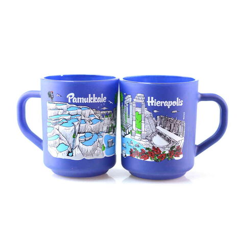 Pamukkale Themed Colored Glass Mug - 9