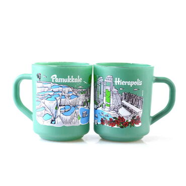 Pamukkale Themed Colored Glass Mug - 10