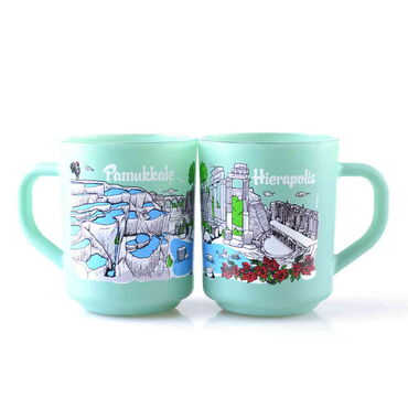 Pamukkale Themed Colored Glass Mug - 11