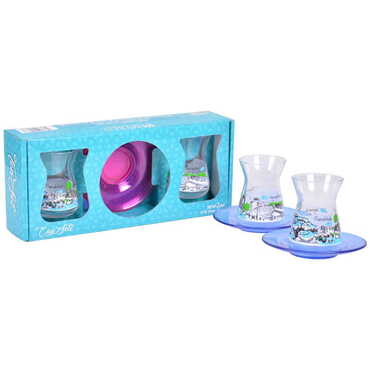 Pamukkale Themed Colored Tea Glass Set Of 2 Pcs - 3