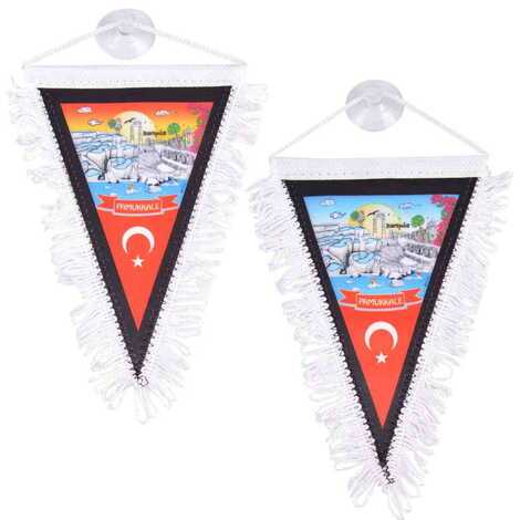 Pamukkale Themed Custom Printed Triangular Pennant 10X15Cm - 2