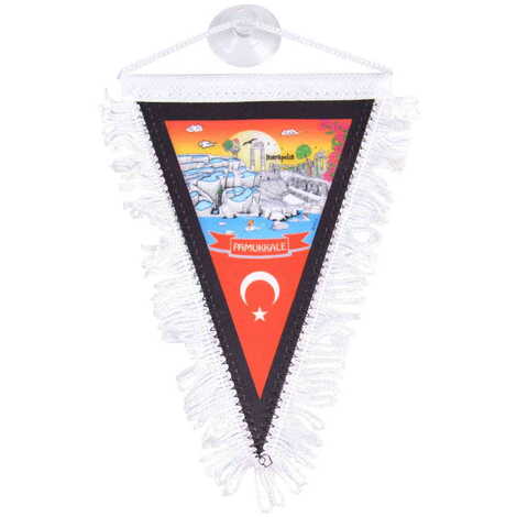 Pamukkale Themed Custom Printed Triangular Pennant 10X15Cm - 4