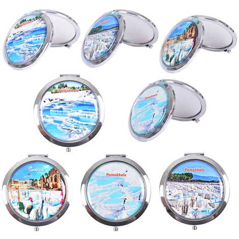 Pamukkale Themed Customised Metal Epoxy Travel Make Up Compact Mirror 70x11 mm - 3