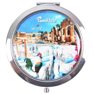 Pamukkale Themed Customised Metal Epoxy Travel Make Up Compact Mirror 70x11 mm - 5