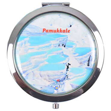 Pamukkale Themed Customised Metal Epoxy Travel Make Up Compact Mirror 70x11 mm - 6