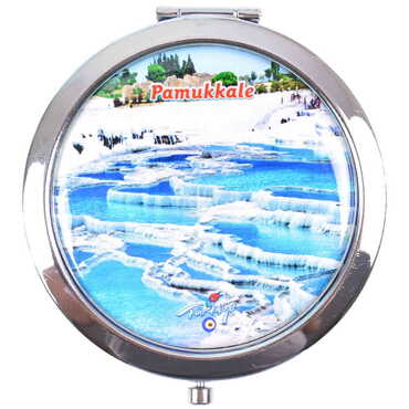 Pamukkale Themed Customised Metal Epoxy Travel Make Up Compact Mirror 70x11 mm - 7