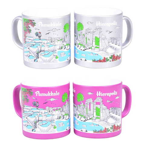 Pamukkale Themed Customised Serigraphy Printed Ceramic Mug 82x90 mm - 3