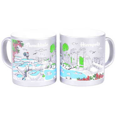 Pamukkale Themed Customised Serigraphy Printed Ceramic Mug 82x90 mm - 4