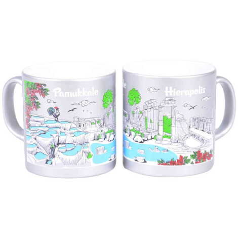 Pamukkale Themed Customised Serigraphy Printed Ceramic Mug 82x90 mm - 4