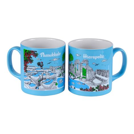 Pamukkale Themed Customised Serigraphy Printed Ceramic Mug 82x90 mm - 6