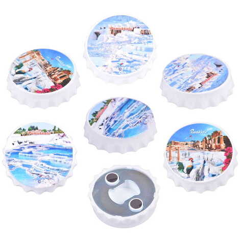 Pamukkale Themed Customised UV Printed Bottle Cap Shaped Plastic Base Bottle Opener 58x15 mm - 4