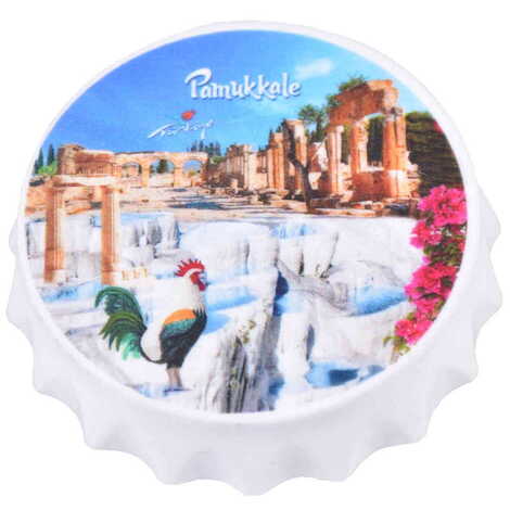 Pamukkale Themed Customised UV Printed Bottle Cap Shaped Plastic Base Bottle Opener 58x15 mm - 5