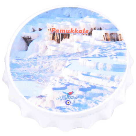 Pamukkale Themed Customised UV Printed Bottle Cap Shaped Plastic Base Bottle Opener 58x15 mm - 7