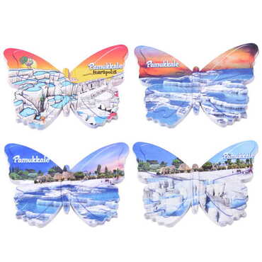 Pamukkale Themed Customised UV Printed Plastic Base Butterfly Shaped Fridge Magnet 80x58 mm - 3