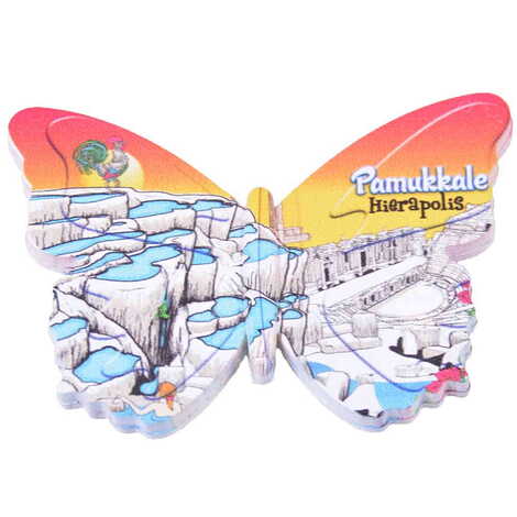 Pamukkale Themed Customised UV Printed Plastic Base Butterfly Shaped Fridge Magnet 80x58 mm - 5