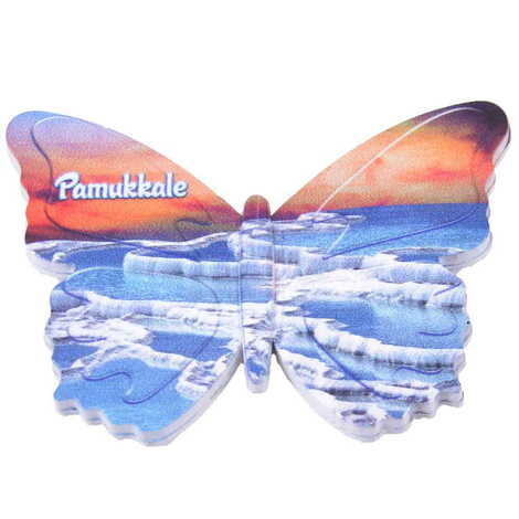 Pamukkale Themed Customised UV Printed Plastic Base Butterfly Shaped Fridge Magnet 80x58 mm - 6