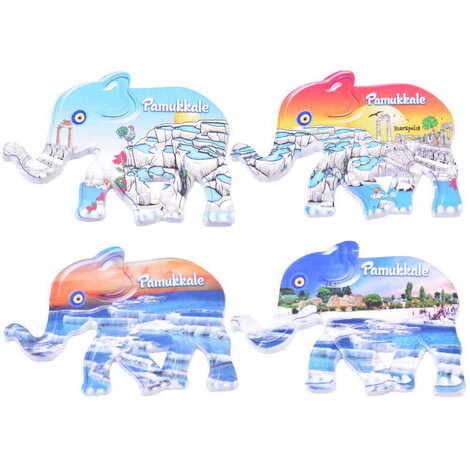 Pamukkale Themed Customised UV Printed Plastic Base Elephant Shaped Fridge Magnet 86x62 mm - 2