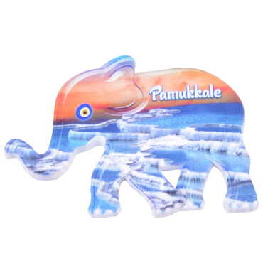 Pamukkale Themed Customised UV Printed Plastic Base Elephant Shaped Fridge Magnet 86x62 mm - 3