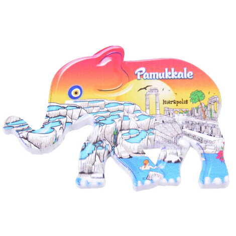 Pamukkale Themed Customised UV Printed Plastic Base Elephant Shaped Fridge Magnet 86x62 mm - 4