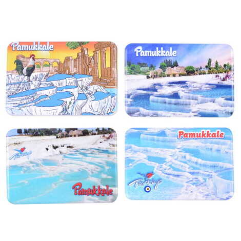 Pamukkale Themed Customised UV Printed Plastic Base Rectangle Fridge Magnet 80x50 mm - 5