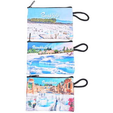 Pamukkale Themed Turkish Woven Wallet 113x80x8 mm - 2