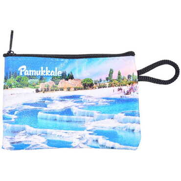 Pamukkale Themed Turkish Woven Wallet 113x80x8 mm - 3