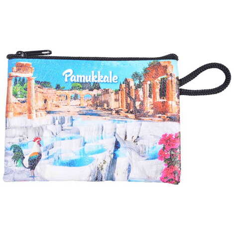 Pamukkale Themed Turkish Woven Wallet 113x80x8 mm - 5