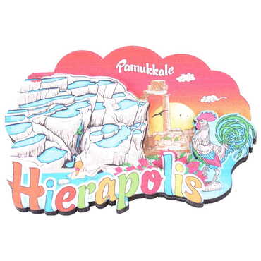 Pamukkale Themed Wooden Customised 2D Souvenir Fridge Magnet - 3