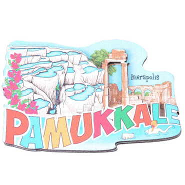 Pamukkale Themed Wooden Customised 2D Souvenir Fridge Magnet - 5