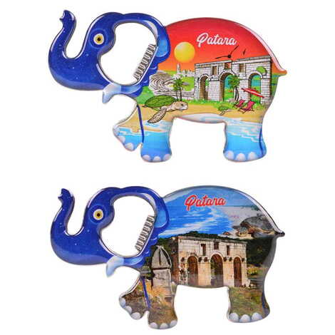 Patara Themed Elephant Shaped Metal Magnetic Bottle Opener 98x61 mm - 3