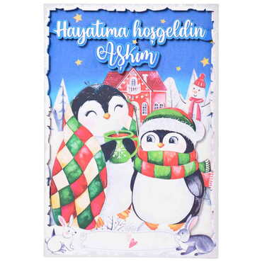 Toptan Penguen Temalı Myros Büyük Ahşap Tabela 200x290 mm - 7