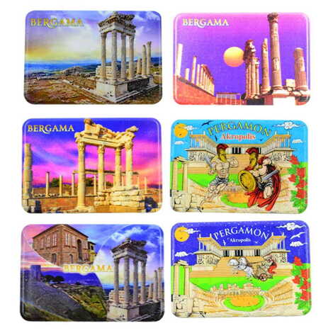 Pergamon Themed Customised UV Printed Plastic Base Rectangle Fridge Magnet 80x50 mm - 3