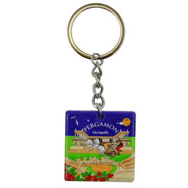 Pergamon Themed Customised Uv Printed Plastic Base Round Keyring 40x108 mm - 4