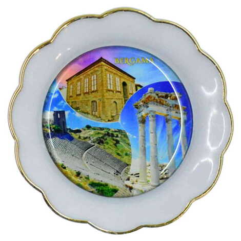 Pergamon Themed Epoxy Dome Plate Shaped Souvenir Fridge Magnet 73 mm - 4