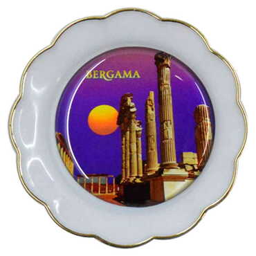 Pergamon Themed Epoxy Dome Plate Shaped Souvenir Fridge Magnet 73 mm - 5