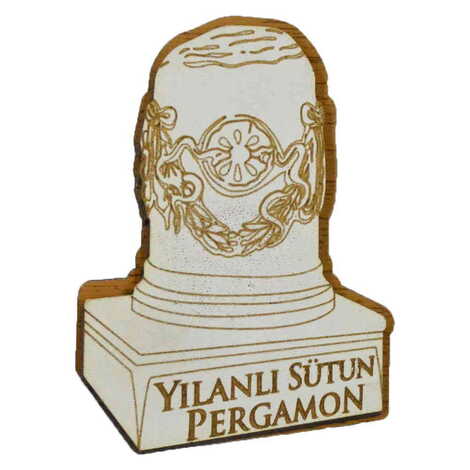 Pergamon Themed Wooden Engraved Souvenir Fridge Magnet - 3