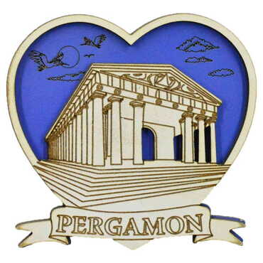 Pergamon Themed Wooden Engraved Souvenir Fridge Magnet - 6