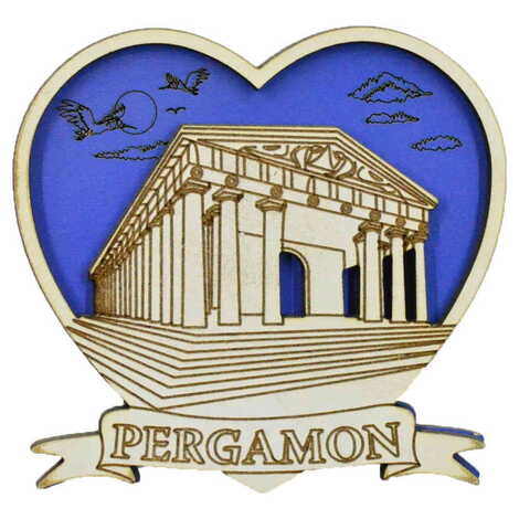 Pergamon Themed Wooden Engraved Souvenir Fridge Magnet - 6