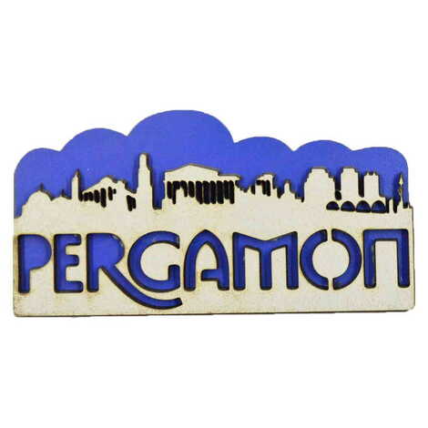 Pergamon Themed Wooden Engraved Souvenir Fridge Magnet - 11