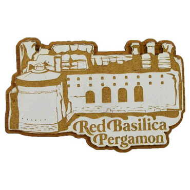 Pergamon Themed Wooden Engraved Souvenir Fridge Magnet - 12