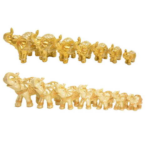 Polyester Elephant Family Figurine Of 7 Pcs 240x190x90 mm - 2