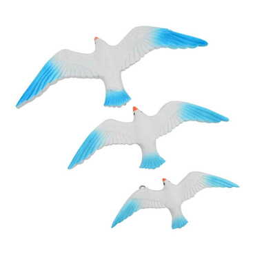 Polyester Natural Seagull Wall Decor 3 Pcs - 3