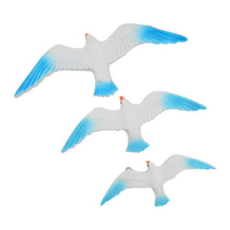 Polyester Natural Seagull Wall Decor 3 Pcs - 3