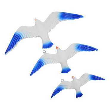 Polyester Natural Seagull Wall Decor 3 Pcs - 6