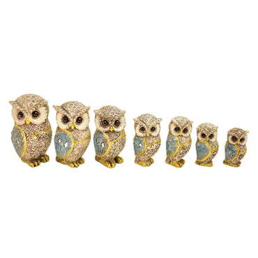 Polyester Owl Figurine Set Of 3 Pcs Large Size - 3