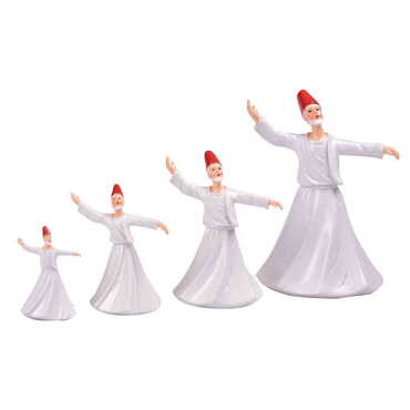 Polyester White Dervis Figurine Set of 4 ps 240X200X115 Mm - Myros