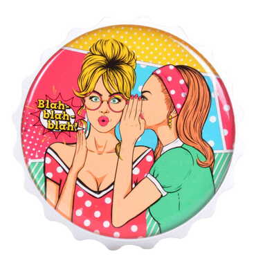 Pop-Art Themed Round Cap Shaped Magnetic Bottle Opener 63x15 mm - 4