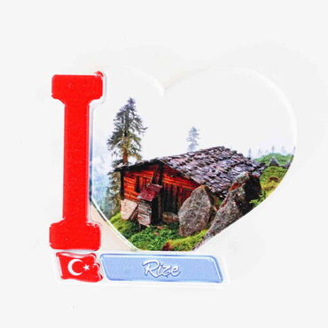 Toptan Rize Temalı Uv Baskılı Kalp Şekilli Magnet 86x62 mm - 5